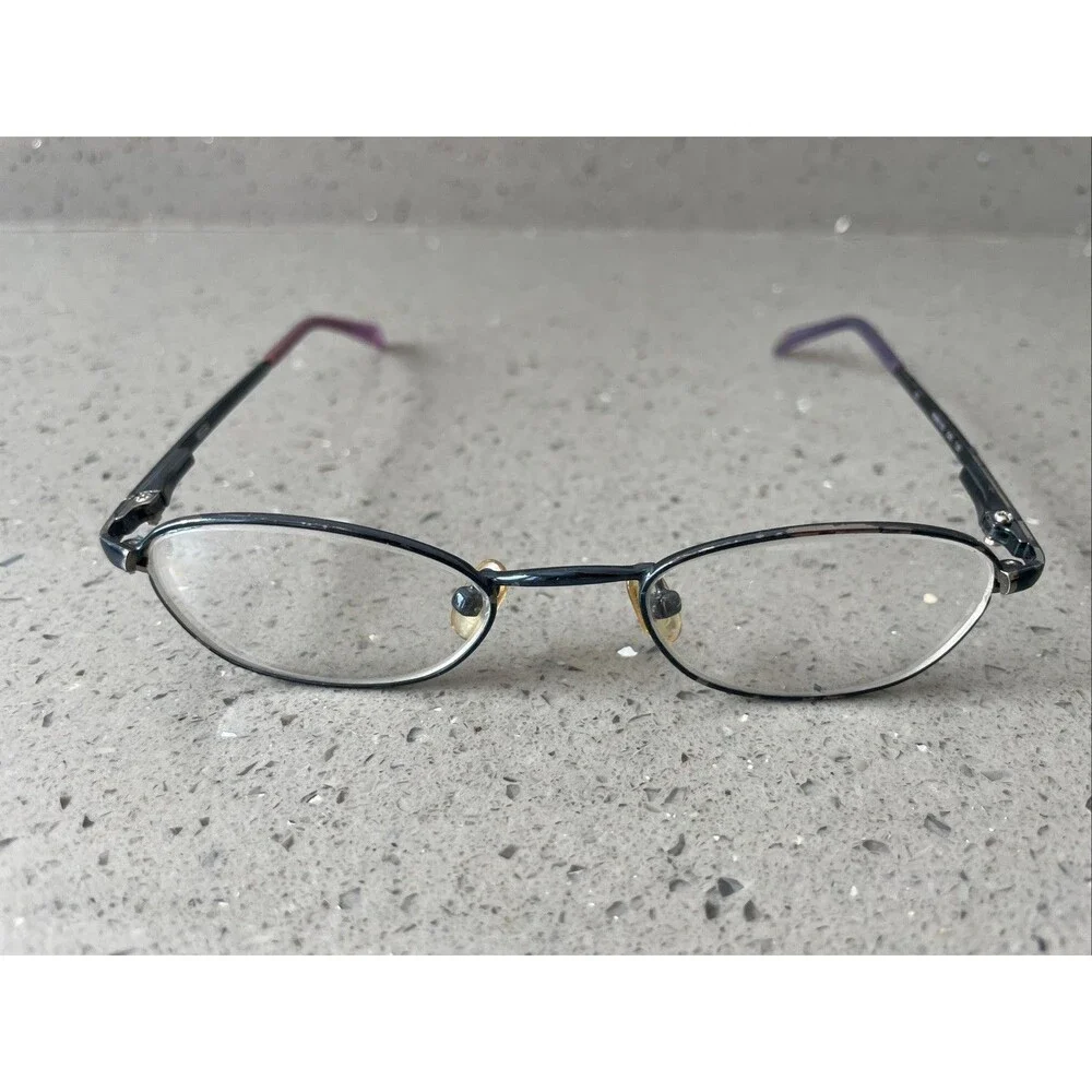 Vintage Nintendo WMN105 220 Blue Metal Oval Eyeglasses FRAMES ONLY 43-18-120